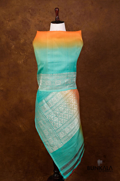 Multicolor Shaded Plain Silver Zari Handloom Banarasi Pure Tussar Silk Dupatta