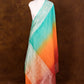 Multicolor Shaded Plain Silver Zari Handloom Banarasi Pure Tussar Silk Dupatta