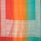 Multicolor Shaded Plain Silver Zari Handloom Banarasi Pure Tussar Silk Dupatta