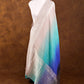 Grey Blue Shaded Plain Silver Zari Handloom Banarasi Pure Tussar Silk Dupatta