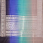 Grey Blue Shaded Plain Silver Zari Handloom Banarasi Pure Tussar Silk Dupatta