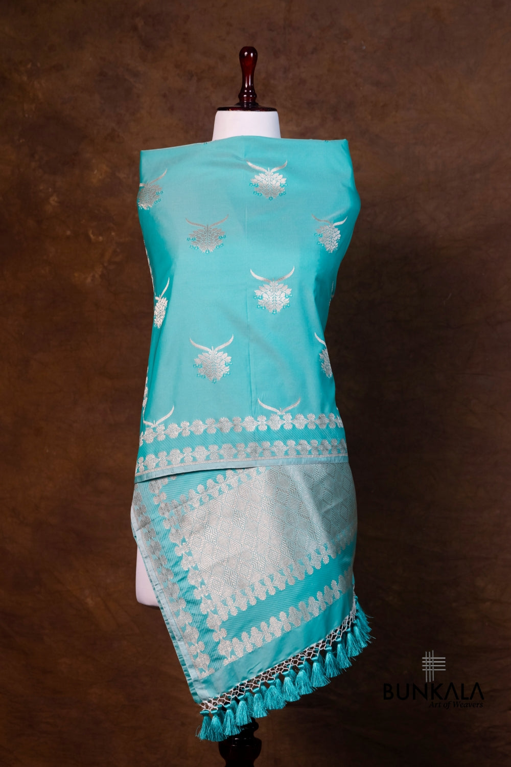 Blue Merab Buta Handloom Banarasi Mashru Silk Dupatta