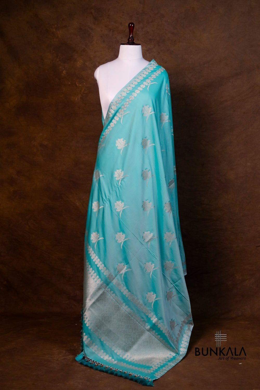 Blue Merab Buta Handloom Banarasi Mashru Silk Dupatta