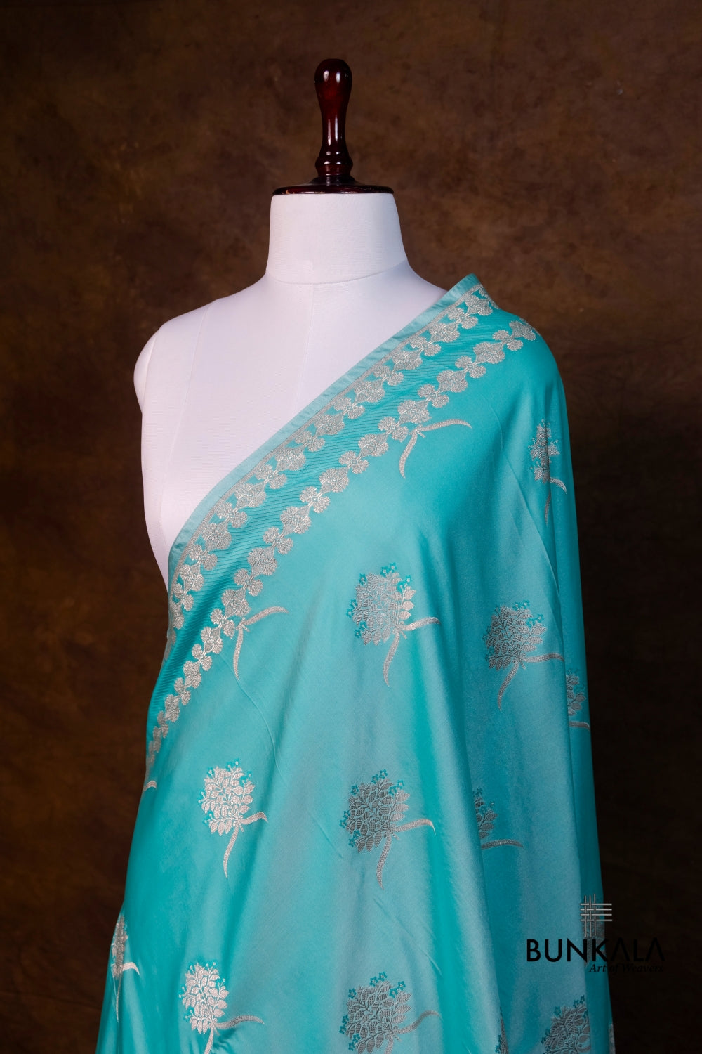 Blue Merab Buta Handloom Banarasi Mashru Silk Dupatta