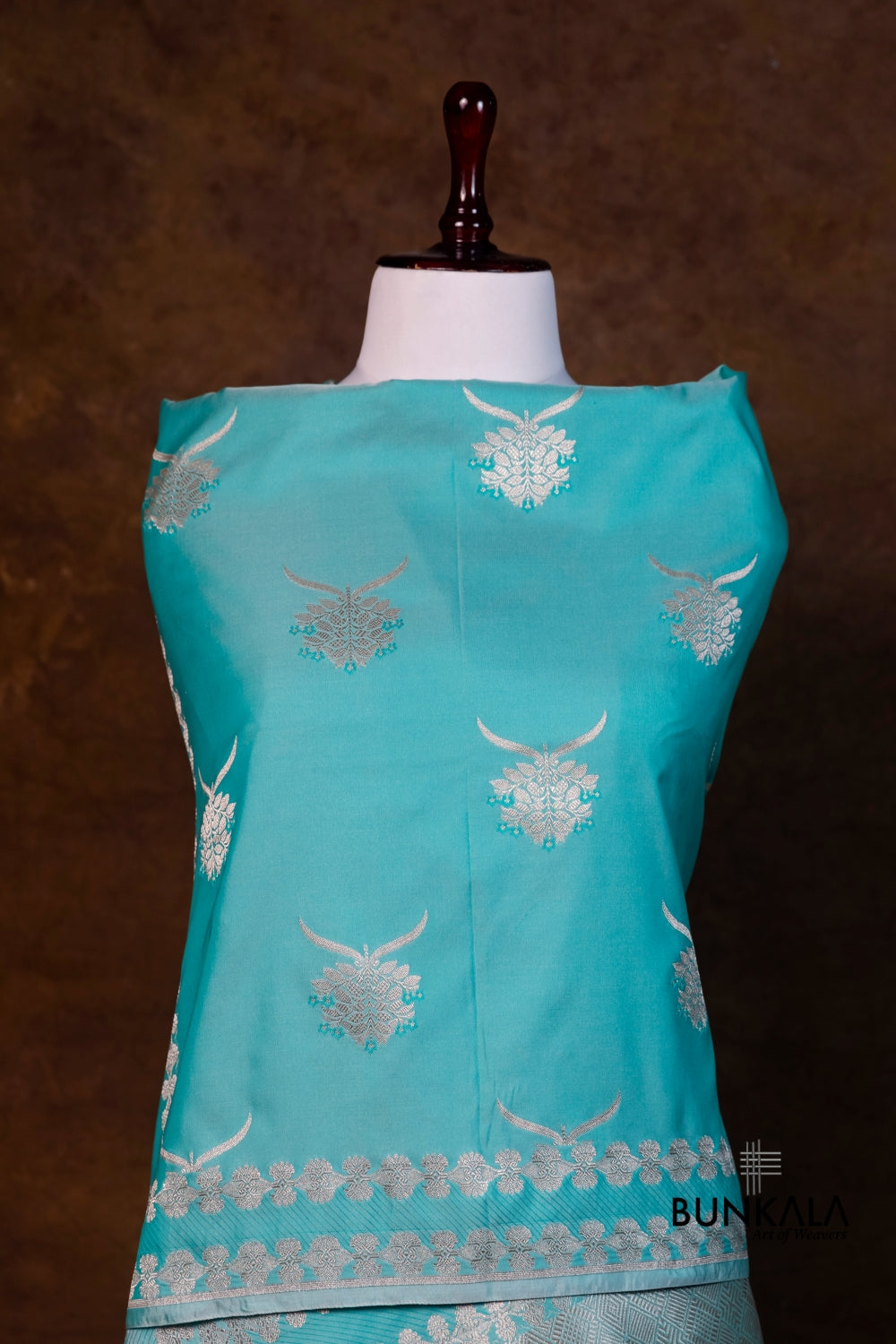 Blue Merab Buta Handloom Banarasi Mashru Silk Dupatta