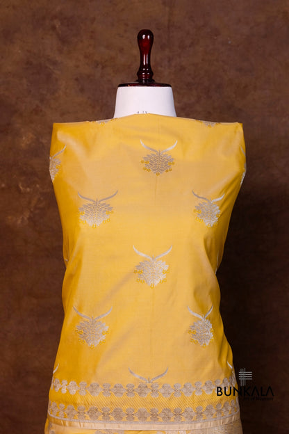 Yellow Merab Buta Handloom Banarasi Mashru Silk Dupatta