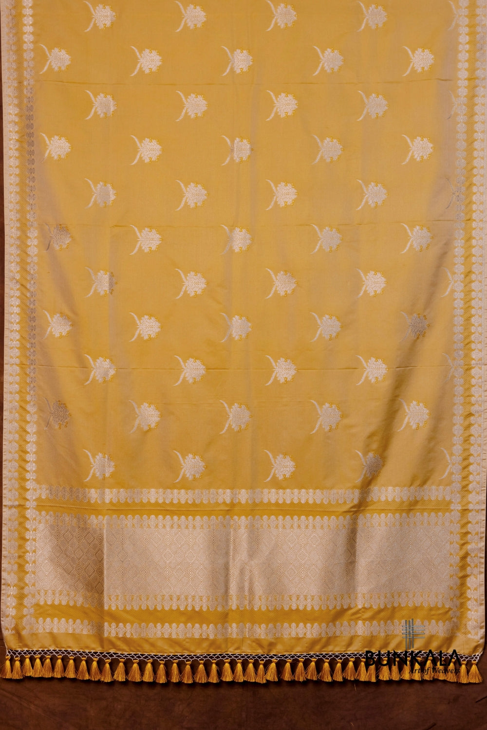 Yellow Merab Buta Handloom Banarasi Mashru Silk Dupatta