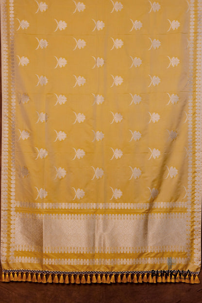 Yellow Merab Buta Handloom Banarasi Mashru Silk Dupatta