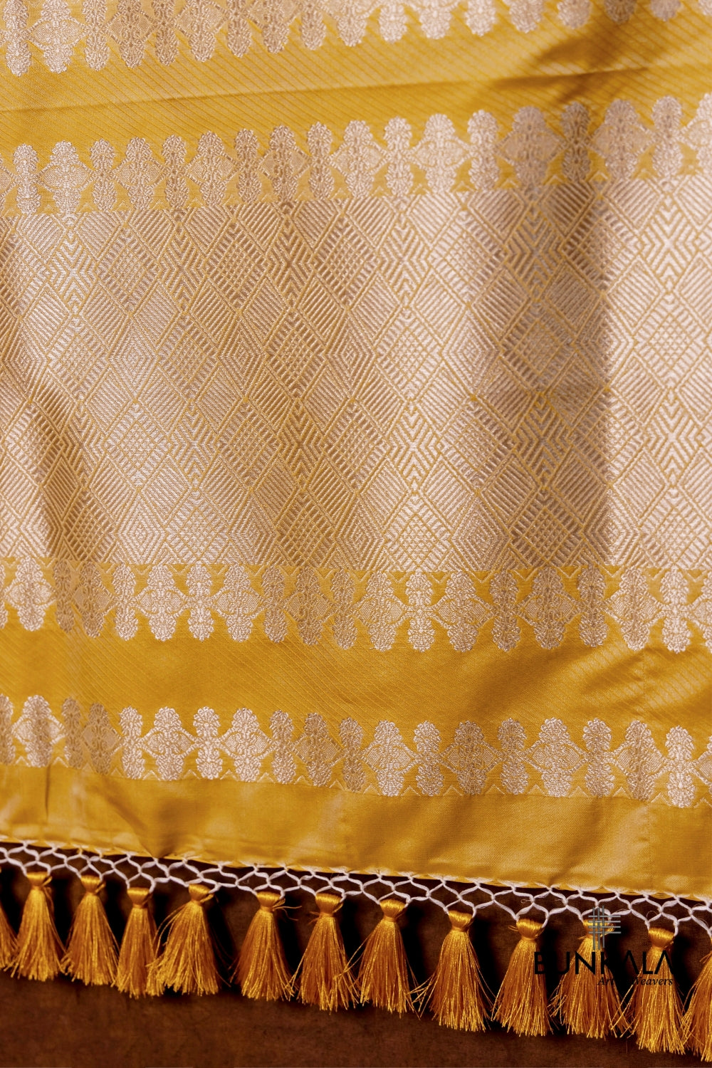 Yellow Merab Buta Handloom Banarasi Mashru Silk Dupatta