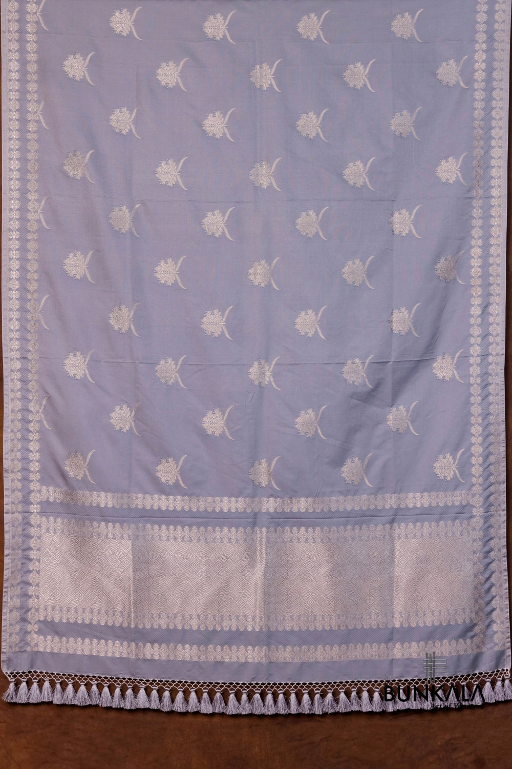 Grey Merab Buta Handloom Banarasi Mashru Silk Dupatta