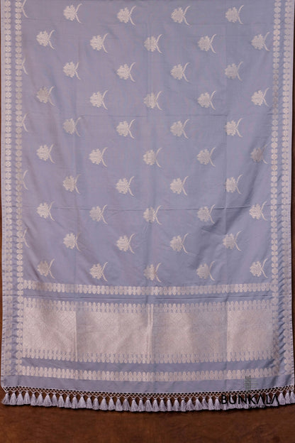 Grey Merab Buta Handloom Banarasi Mashru Silk Dupatta