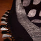 Black Pure Georgette Handloom Silver Zari Jaal Design Banarasi Dupatta