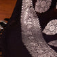Black Pure Georgette Handloom Silver Zari Jaal Design Banarasi Dupatta