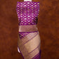 Purple Pure Katan Silk Kadwa Hand Weaved Birds and Animal Checks Design Banarasi Dupatta