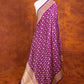 Purple Pure Katan Silk Kadwa Hand Weaved Birds and Animal Checks Design Banarasi Dupatta
