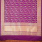 Purple Pure Katan Silk Kadwa Hand Weaved Birds and Animal Checks Design Banarasi Dupatta