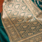 Bottle Green Pure Katan Silk Handloom Sona Rupa Jaal Design Banarasi Dupatta