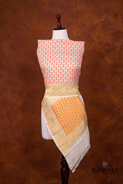 Dyeable Pure Georgette Handloom Geometric Design Meenakari Banarasi Dupatta