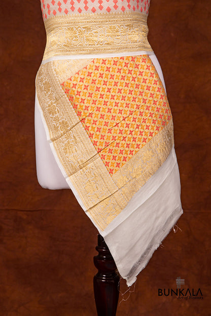 Dyeable Pure Georgette Handloom Geometric Design Meenakari Banarasi Dupatta