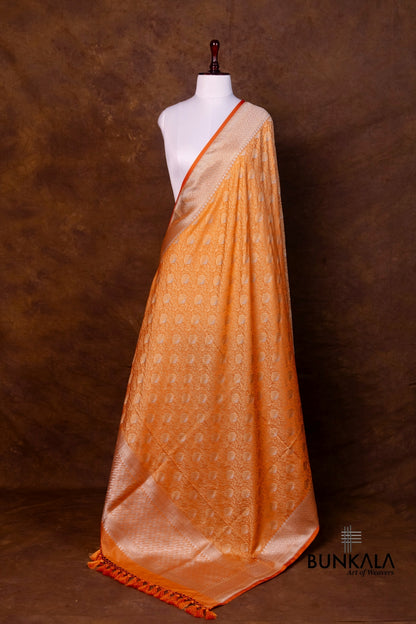 Orange Jamewar Tanchui Banarasi Mashru Silk Dupatta