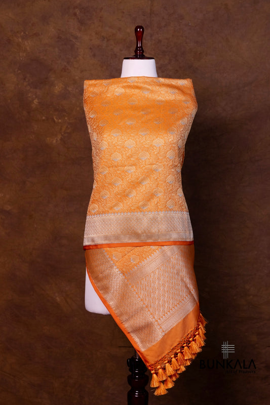 Orange Jamewar Tanchui Banarasi Mashru Silk Dupatta