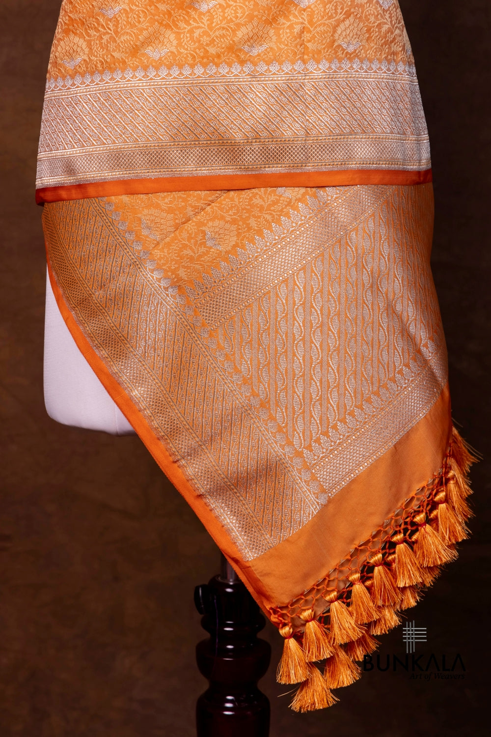 Orange Jamewar Tanchui Banarasi Mashru Silk Dupatta