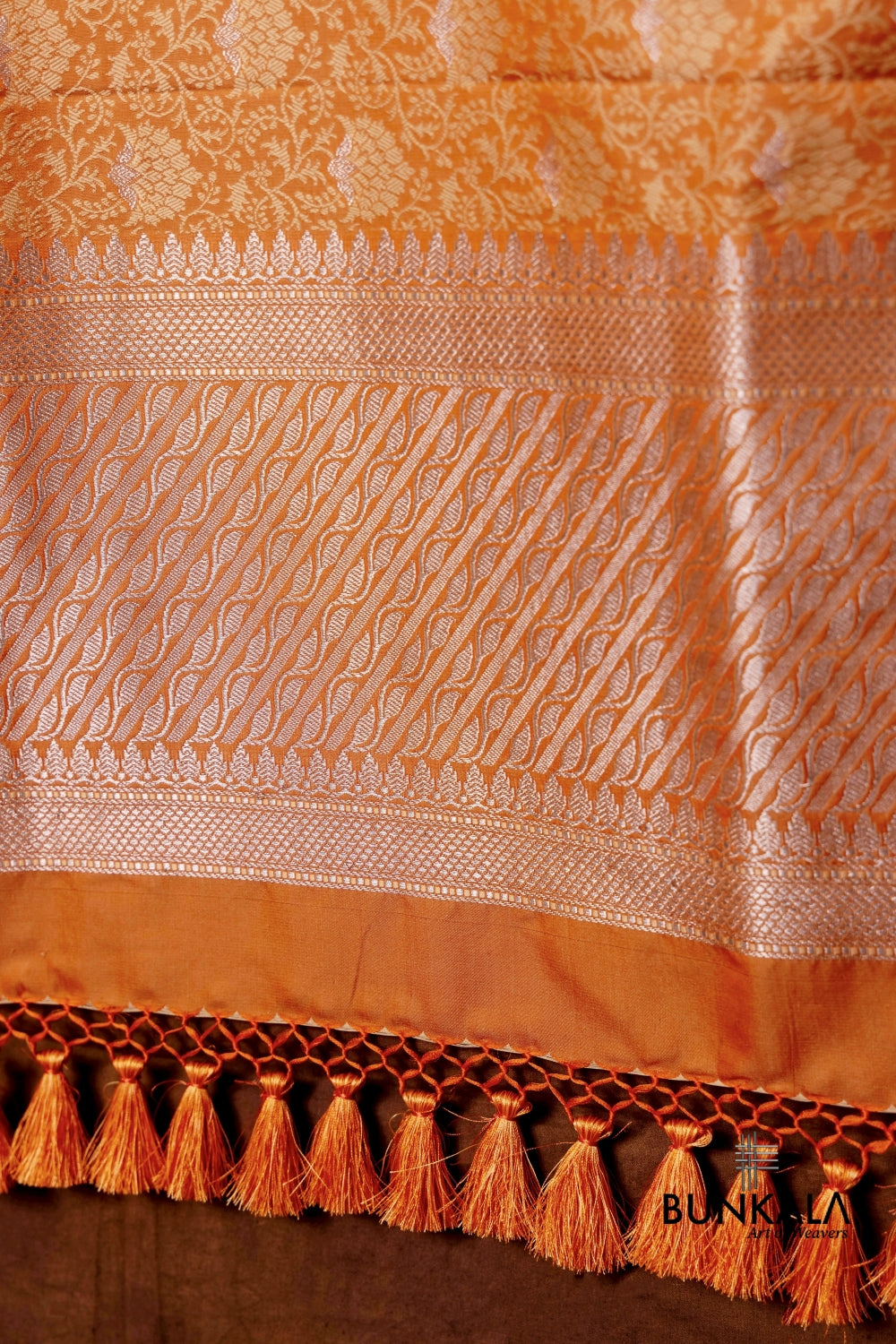 Orange Jamewar Tanchui Banarasi Mashru Silk Dupatta