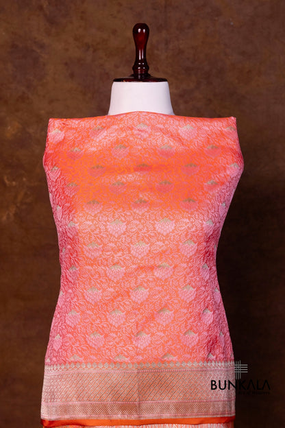 Double Pink Jamewar Tanchui Banarasi Mashru Silk Dupatta