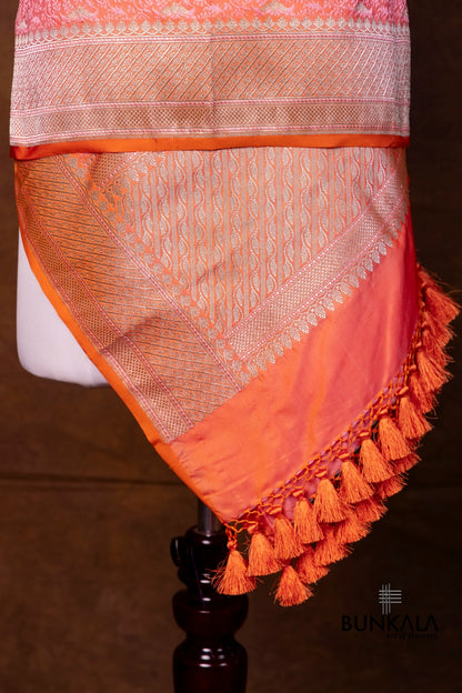 Double Pink Jamewar Tanchui Banarasi Mashru Silk Dupatta