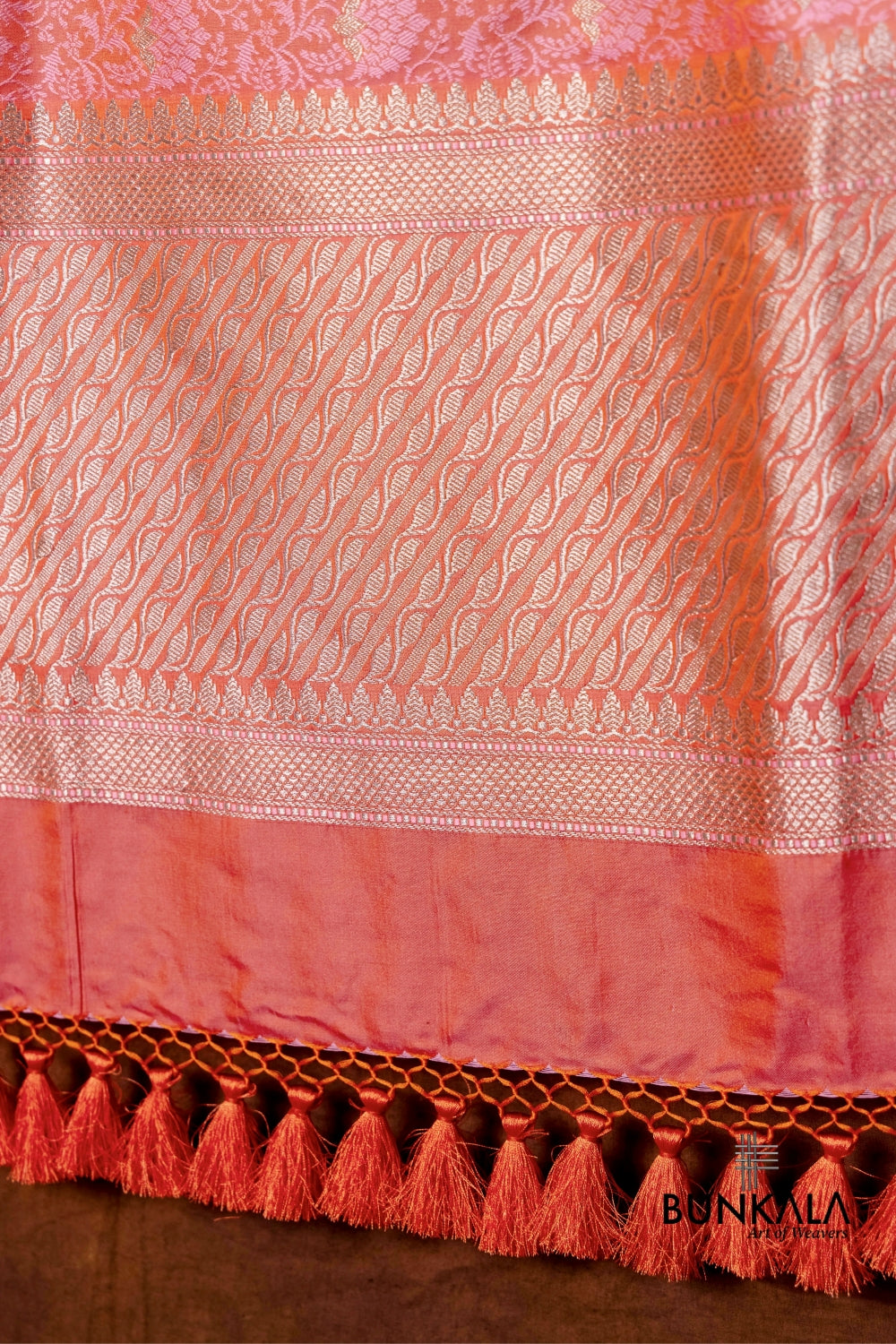 Double Pink Jamewar Tanchui Banarasi Mashru Silk Dupatta
