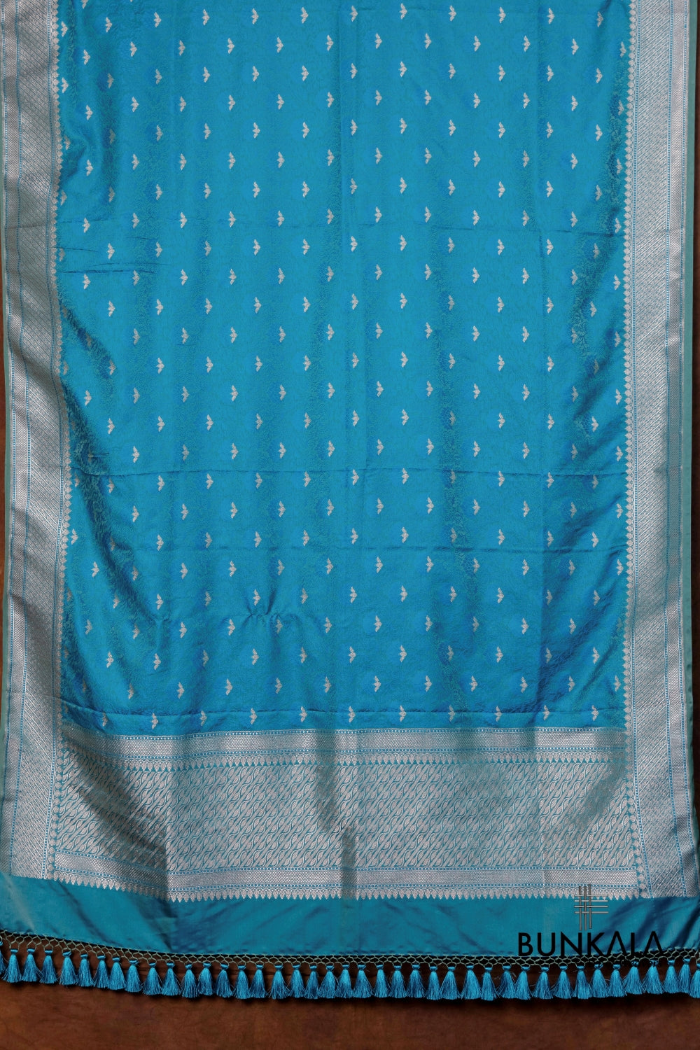 Double Shed Blue Jamewar Tanchui Banarasi Mashru Silk Dupatta