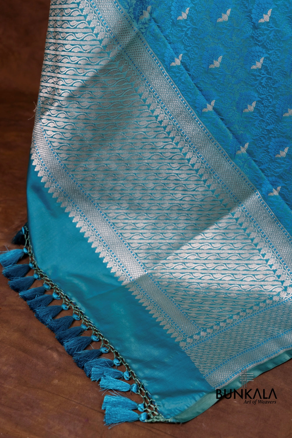 Double Shed Blue Jamewar Tanchui Banarasi Mashru Silk Dupatta