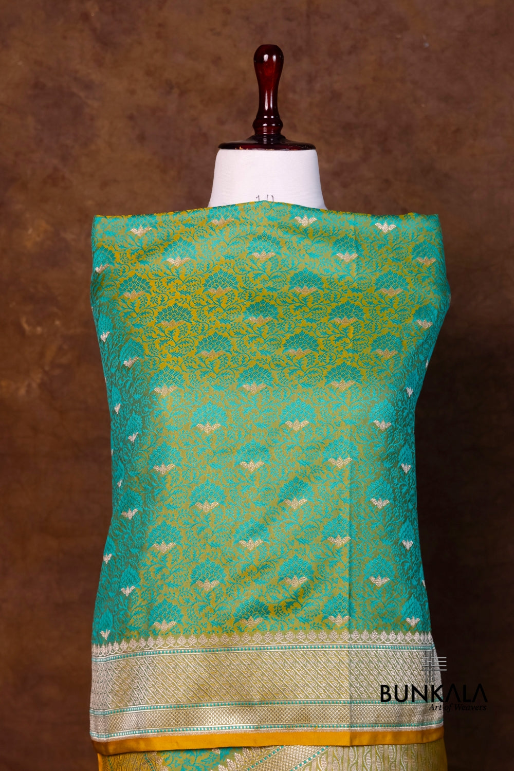 Double Shed Green Jamewar Tanchui Banarasi Mashru Silk Dupatta