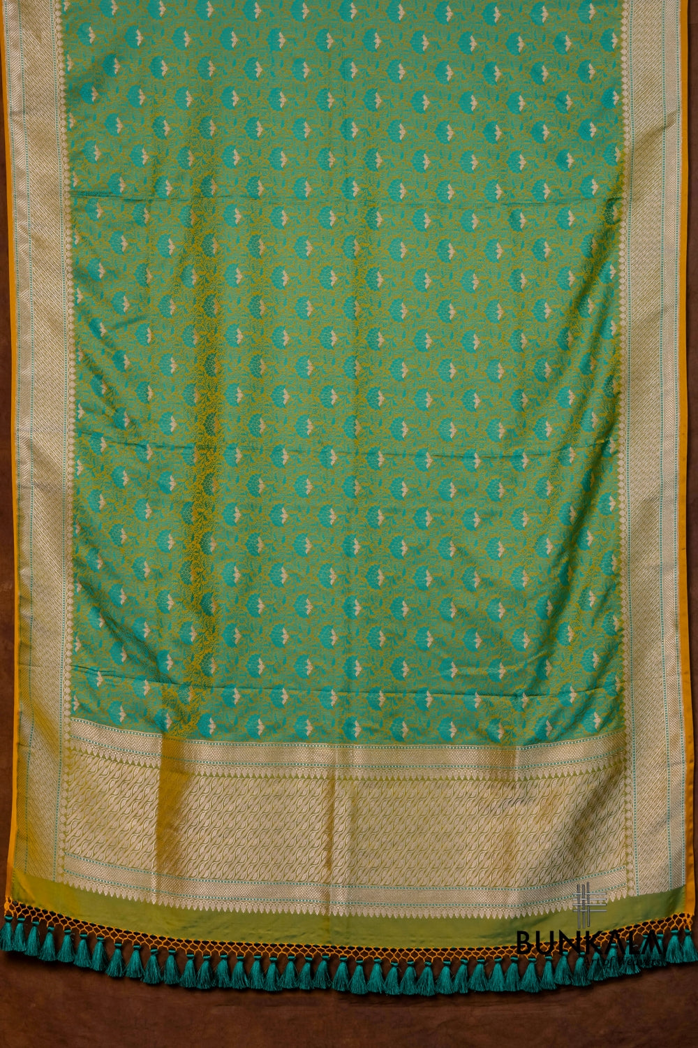 Double Shed Green Jamewar Tanchui Banarasi Mashru Silk Dupatta