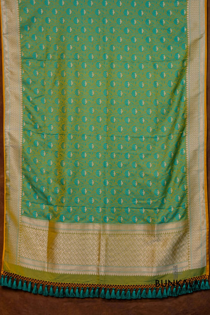 Double Shed Green Jamewar Tanchui Banarasi Mashru Silk Dupatta