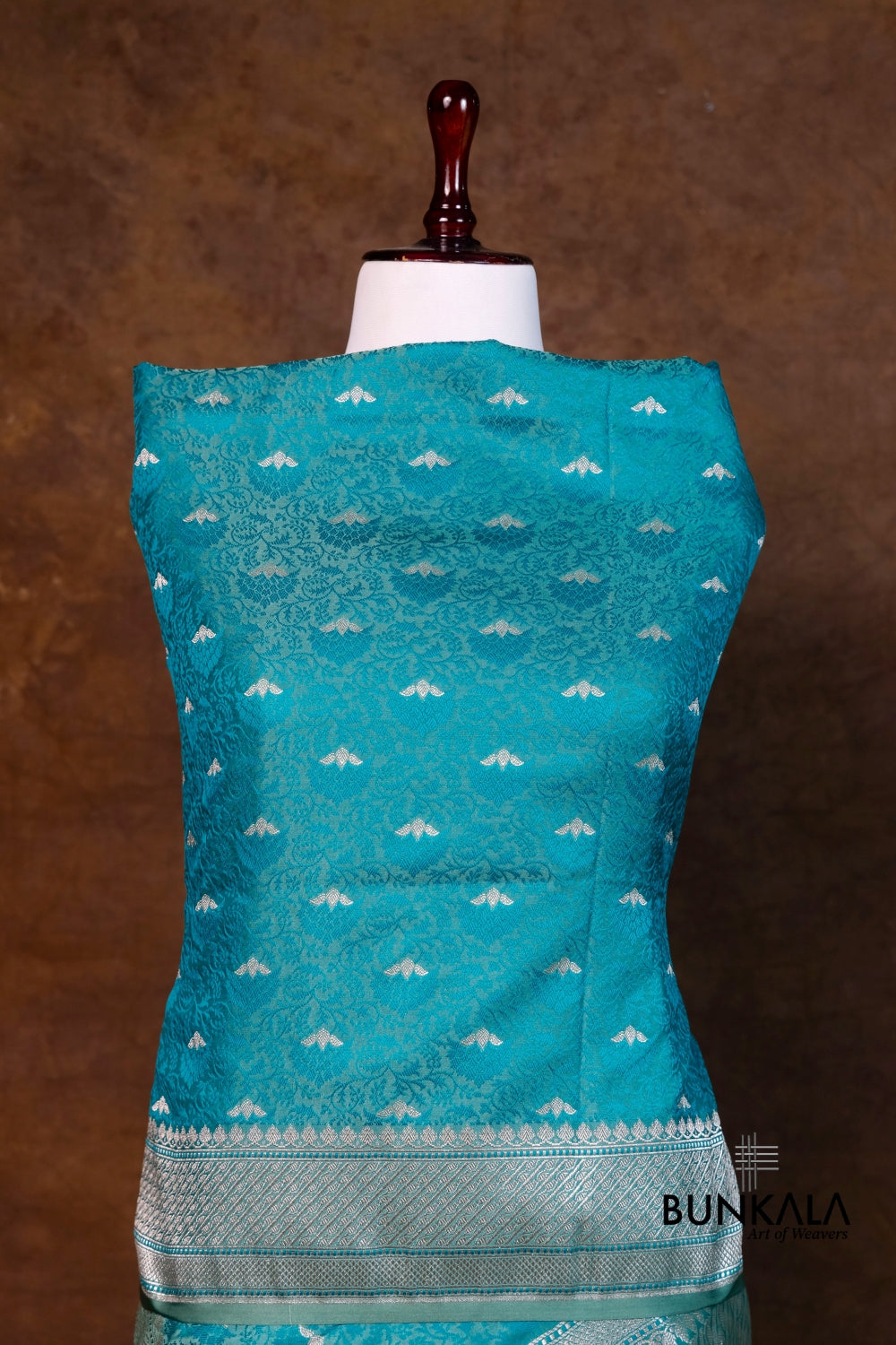 Pecock Blue Jamewar Tanchui Banarasi Mashru Silk Dupatta