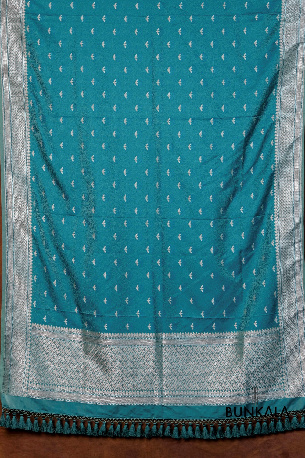 Pecock Blue Jamewar Tanchui Banarasi Mashru Silk Dupatta