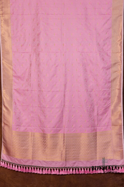Pastel Pink Jamewar Tanchui Banarasi Mashru Silk Dupatta