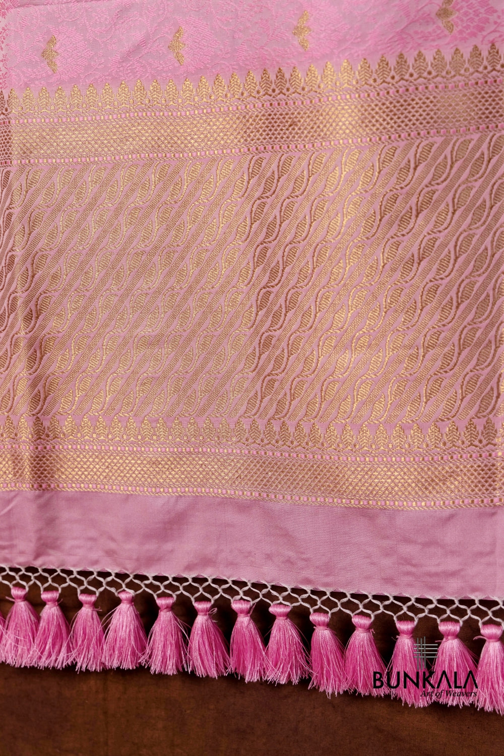 Pastel Pink Jamewar Tanchui Banarasi Mashru Silk Dupatta