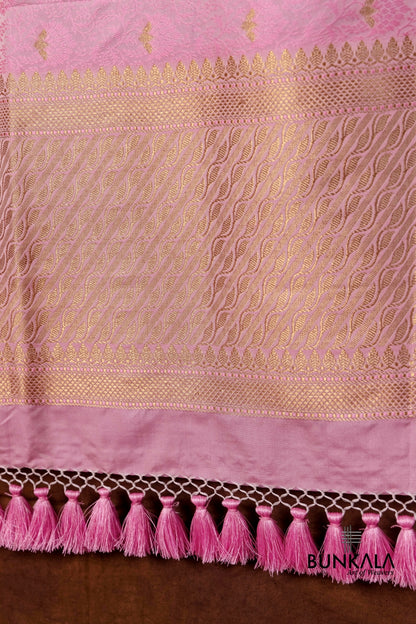 Pastel Pink Jamewar Tanchui Banarasi Mashru Silk Dupatta