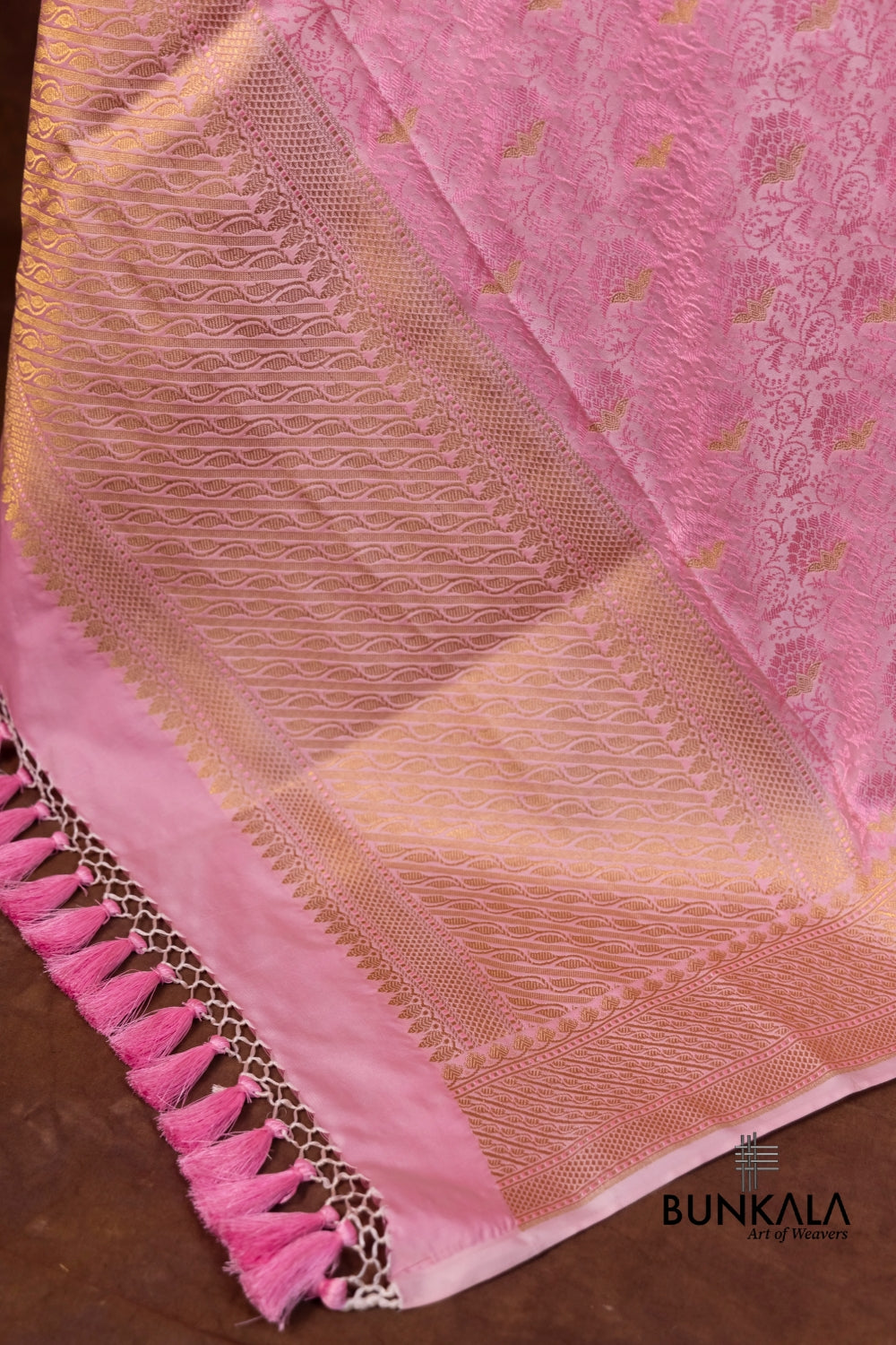 Pastel Pink Jamewar Tanchui Banarasi Mashru Silk Dupatta