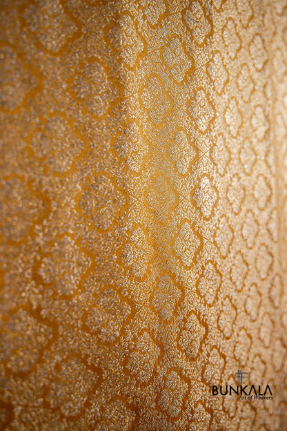 Yellow Mashru Silk Brocade Weaved Banarasi Dupatta
