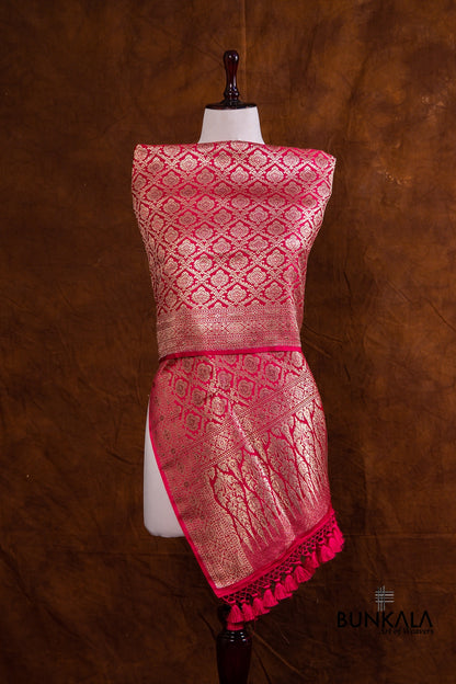 Reddish Pink Mashru Silk Brocade Weaved Banarasi Dupatta