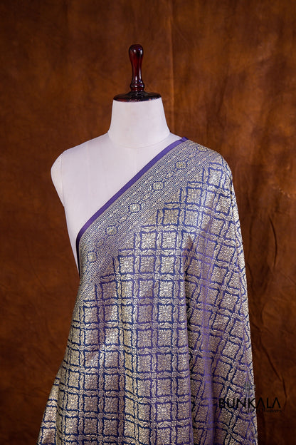 Blue Mashru Silk Brocade Weaved Banarasi Dupatta