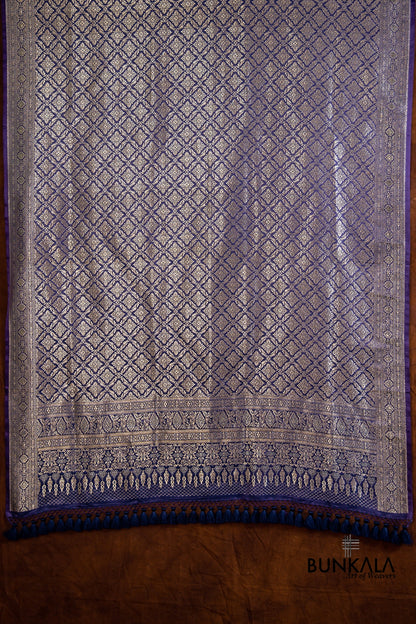 Blue Mashru Silk Brocade Weaved Banarasi Dupatta