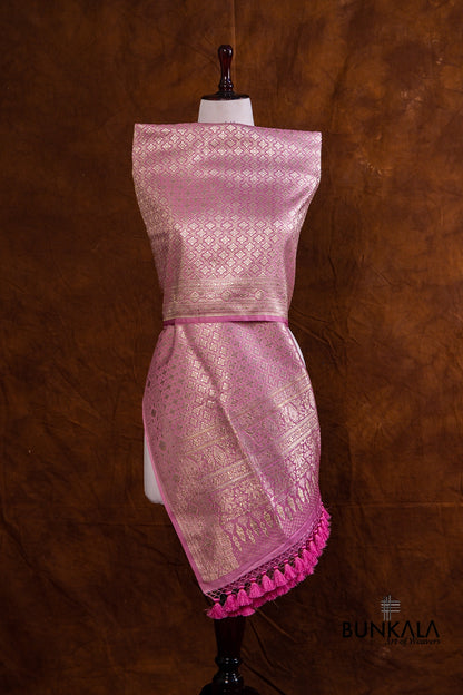 Pink Mashru Silk Brocade Weaved Banarasi Dupatta