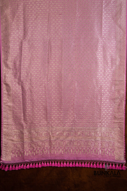 Pink Mashru Silk Brocade Weaved Banarasi Dupatta