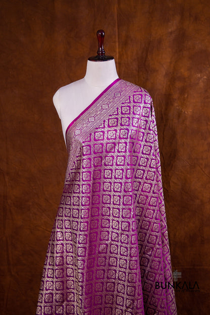Purple Mashru Silk Brocade Weaved Banarasi Dupatta