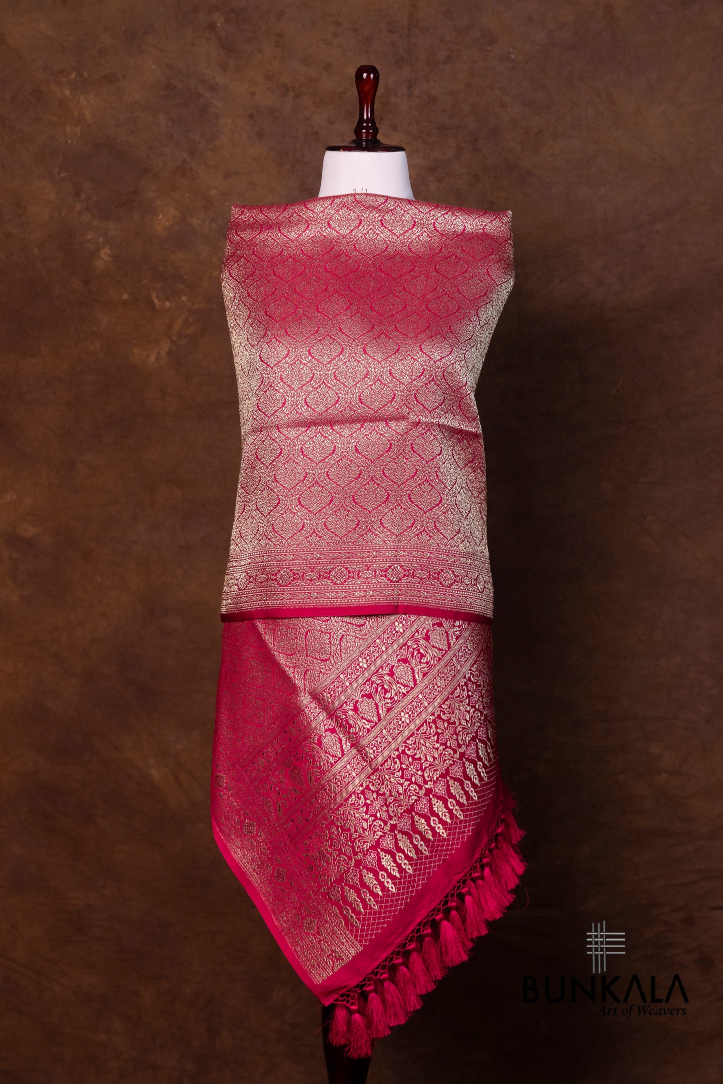 Beetroot Mashru Silk Brocade Weaved Banarasi Dupatta