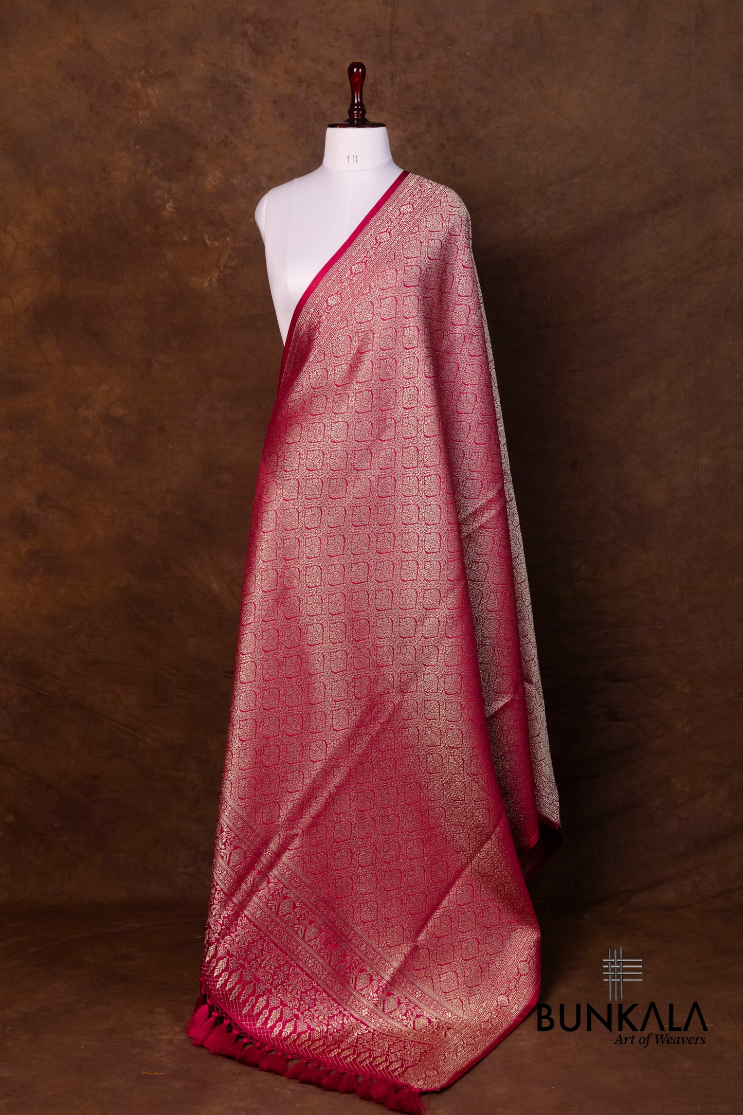 Beetroot Mashru Silk Brocade Weaved Banarasi Dupatta